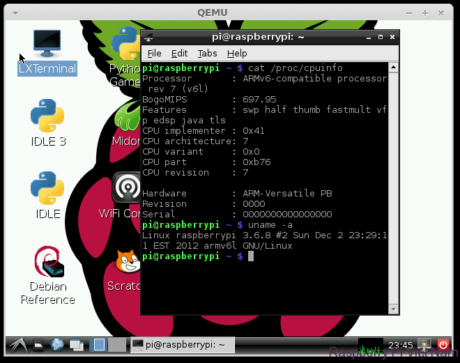 Screenshot QEMU - - Mật khẩu mặc định đăng nhập Raspberry Pi