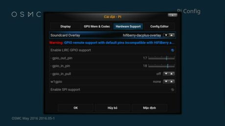 raspberry pi pifi dacplus osmc 3 - - Hướng dẫn cài đặt Raspberry Pi Pifi DAC+ trên OSMC (Kodi)