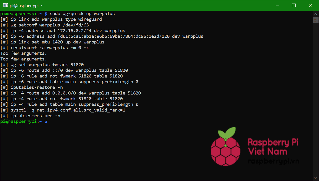 cai dat Warp+ cho raspberry pi