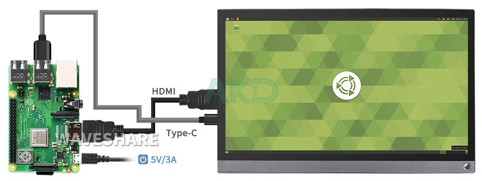 156 fhd Pi 3B 1 - - Màn hình cảm ứng di động 15,6" 1920 × 1080 Full HD, IPS, HDMI/Type-C tích hợp pin