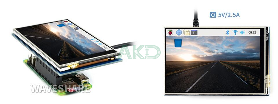 Pi Zero 1 - - Màn hình cảm ứng điện trở 3.5" (B) WaveShare 480×320, IPS Screen, SPI