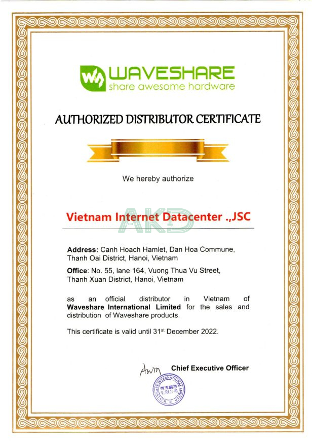 WaveShare Certificate scaled 1 - - Màn hình cảm ứng điện dung 5" HDMI (H), độ phân giải 800x480