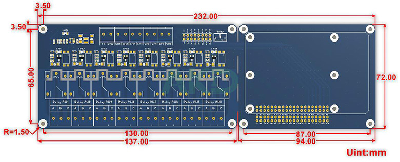 RPi Relay Board B size 1 - - Mạch Relay 8 kênh Raspberry Pi (B)