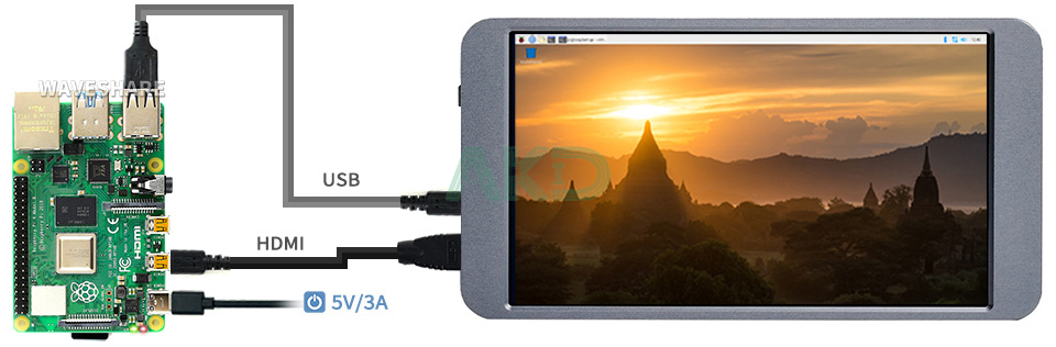 7inch Pi 4B - - Màn hình cảm ứng di động 7inch, 1080×1920 Full HD, IPS, Mini HDMI