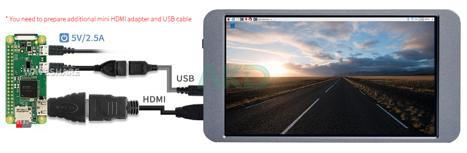 7inch fhd Pi Zero - - Màn hình cảm ứng di động 7inch, 1080×1920 Full HD, IPS, Mini HDMI