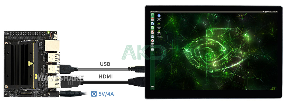 9inch Jetson Nano 1 - - Màn hình cảm ứng 9" - Độ phân giải 2K, IPS, Mini HDMI, tích hợp loa