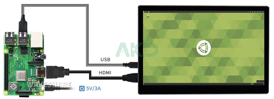 Pi 3B - - Màn hình cảm ứng 9" - Độ phân giải 2K, IPS, Mini HDMI, tích hợp loa