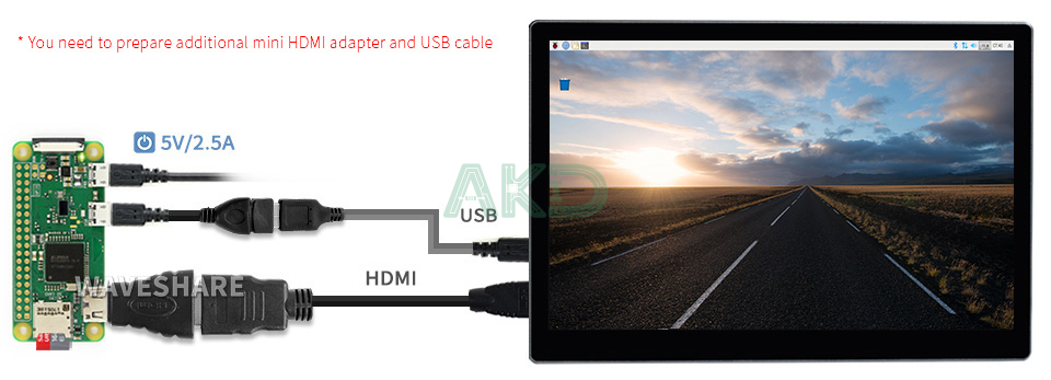 Pi Zero - - Màn hình cảm ứng 9" - Độ phân giải 2K, IPS, Mini HDMI, tích hợp loa