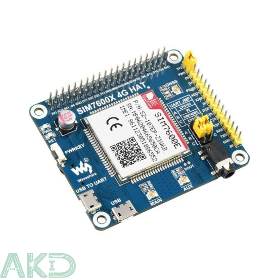 Module SIM7600E LTE Cat-1 HAT Raspberry Pi, 3G/2G/GNSS