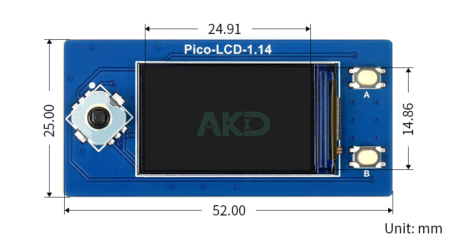 Màn hình LCD 1.14" Raspberry Pi Pico, 65K màu, 240x135, SPI 14 Pico LCD 1.14 details size 1 - - Màn hình LCD 1.14" Raspberry Pi Pico, 65K màu, 240x135, SPI