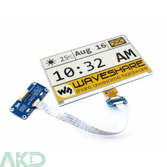 Màn hình E-Ink 7.5inch HAT - 640x384 pixel cho Raspberry Pi, ba màu vàng/đen/trắng