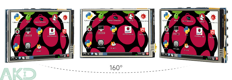 Display 1 - - Màn hình cảm ứng điện trở 3,5inch, 480×320 Pixel, kết nối HDMI, tấm nền IPS