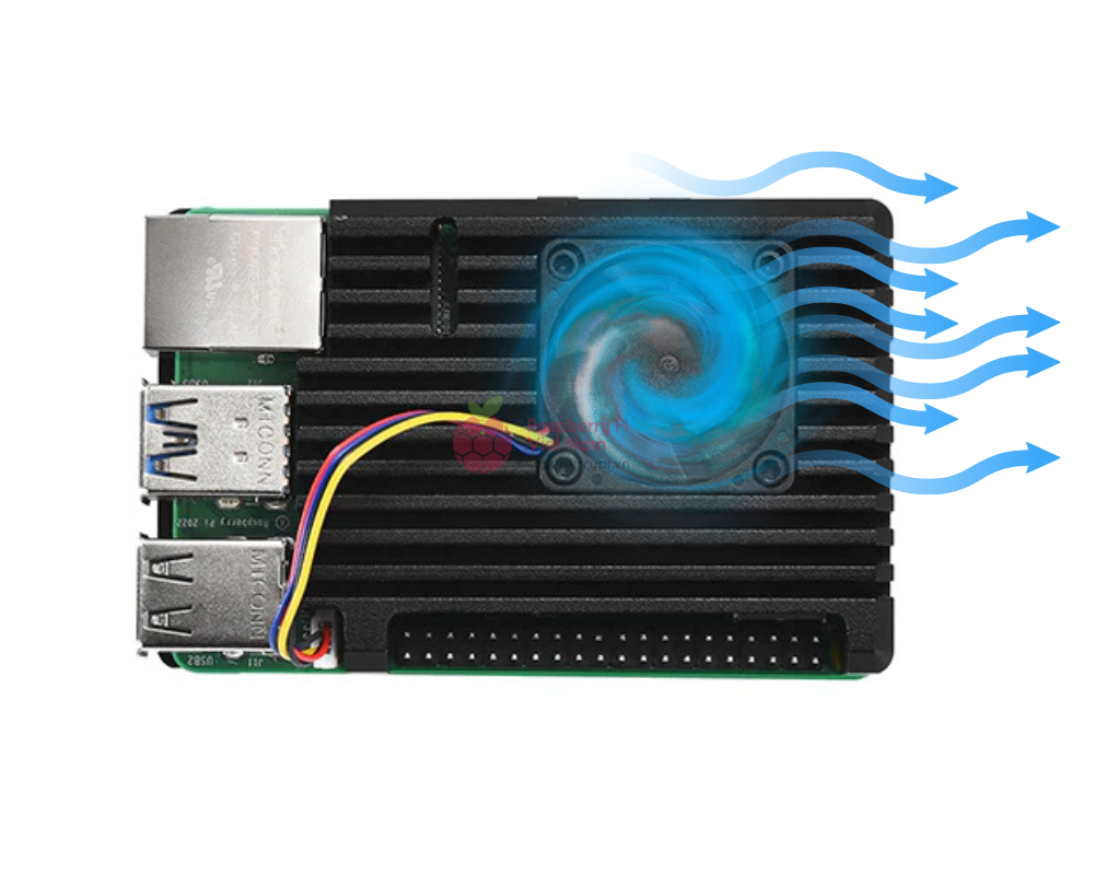 PCIe 2 - - Vỏ hợp kim nhôm Raspberry Pi 5 kèm quạt làm mát hỗ trợ điều tốc