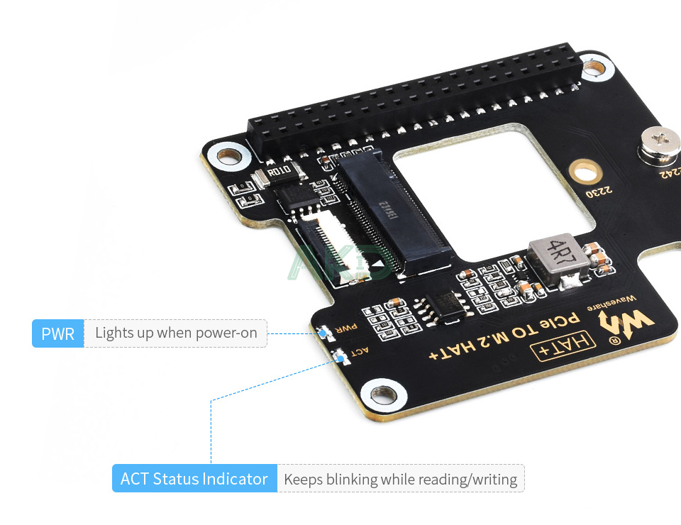 PCIe TO M.2 HAT Plus details 5 1 - - Adapter PCIe sang M.2 cho Raspberry Pi 5, hỗ trợ ổ NVMe, chuẩn HAT+