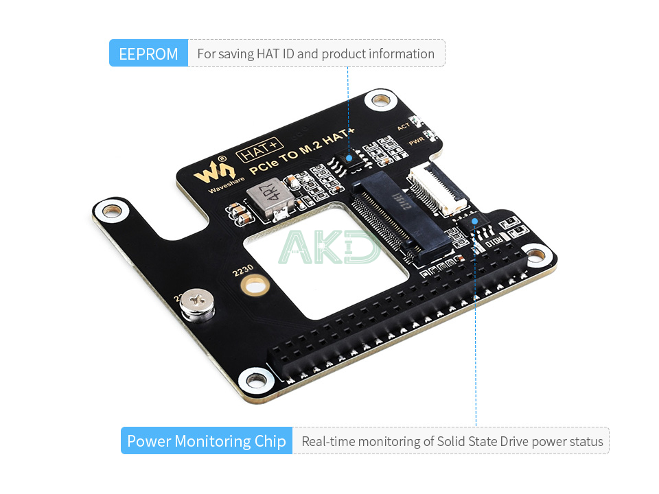 PCIe TO M.2 HAT Plus details 7 1 - - Adapter PCIe sang M.2 cho Raspberry Pi 5, hỗ trợ ổ NVMe, chuẩn HAT+
