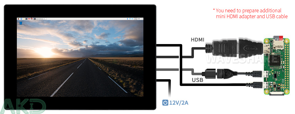 Pi Zero 1 - - Màn hình cảm ứng điện dung 10.1inch (G), 1920×1200, HDMI, IPS, màn hình liên kết quang học