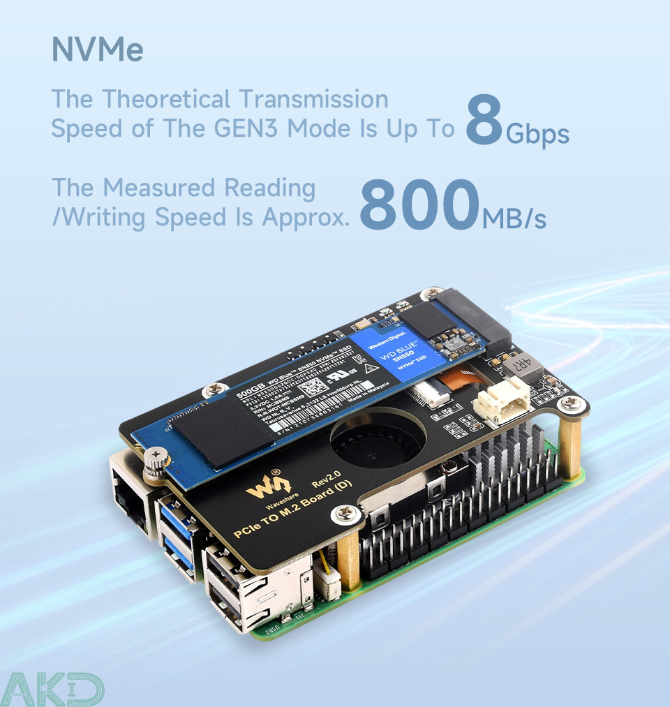PCIe TO M.2 Board D details 11 1 - - Mạch chuyển đổi PCIe sang M.2 NVMe (D) Raspberry Pi 5