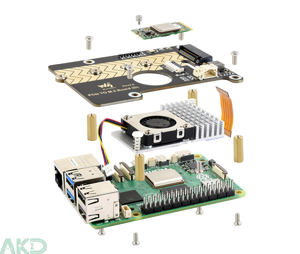PCIe TO M.2 Board D details 15 1 - - Mạch chuyển đổi PCIe sang M.2 NVMe (D) Raspberry Pi 5
