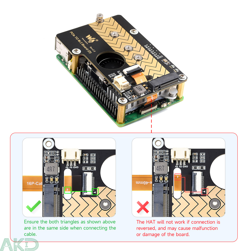 PCIe TO M.2 Board D details 2 1 - - Mạch chuyển đổi PCIe sang M.2 NVMe (D) Raspberry Pi 5