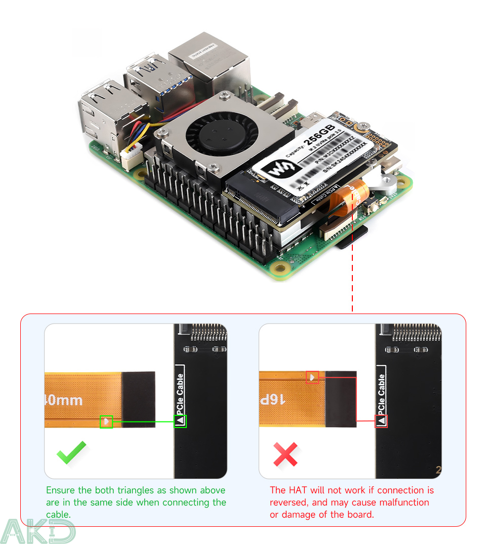 PCIe TO M.2 Board E details 3 1 - - Mạch M.2 PCIe sang M.2 NVMe (E) kèm quạt Active Cooler cho Raspberry Pi 5