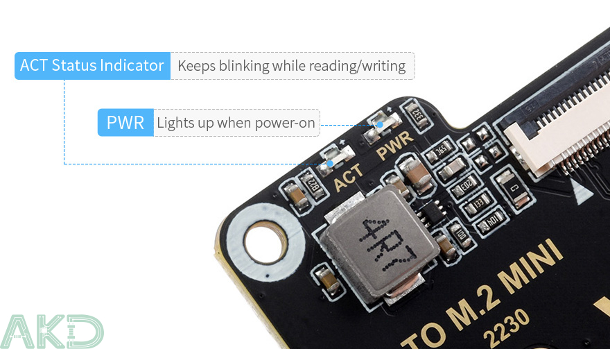 PCIe TO M.2 MINI details 5 1 - - Mạch chuyển đổi PCIe sang M.2 NVMe Mini Raspberry Pi 5