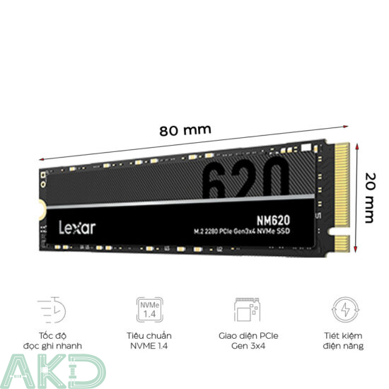 Ổ SSD Lexar NM620 256GB M.2 2280 PCIe 3.0x4 LNM620X256G-RNNNG