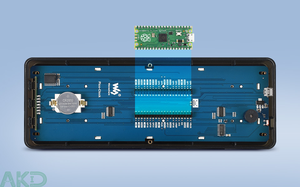 Pico Clock Green details 5 - - Đồng hồ điện tử Raspberry Pi Pico