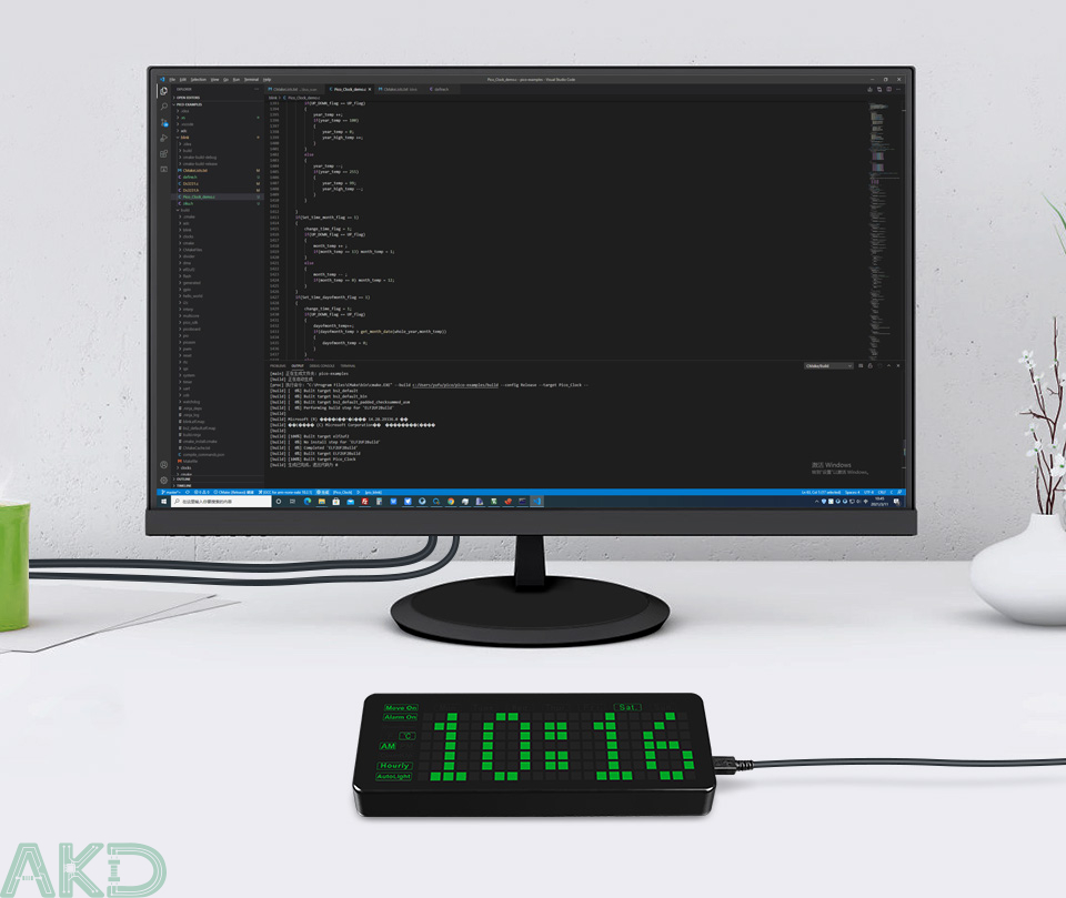 Pico Clock Green details 7 - - Đồng hồ điện tử Raspberry Pi Pico