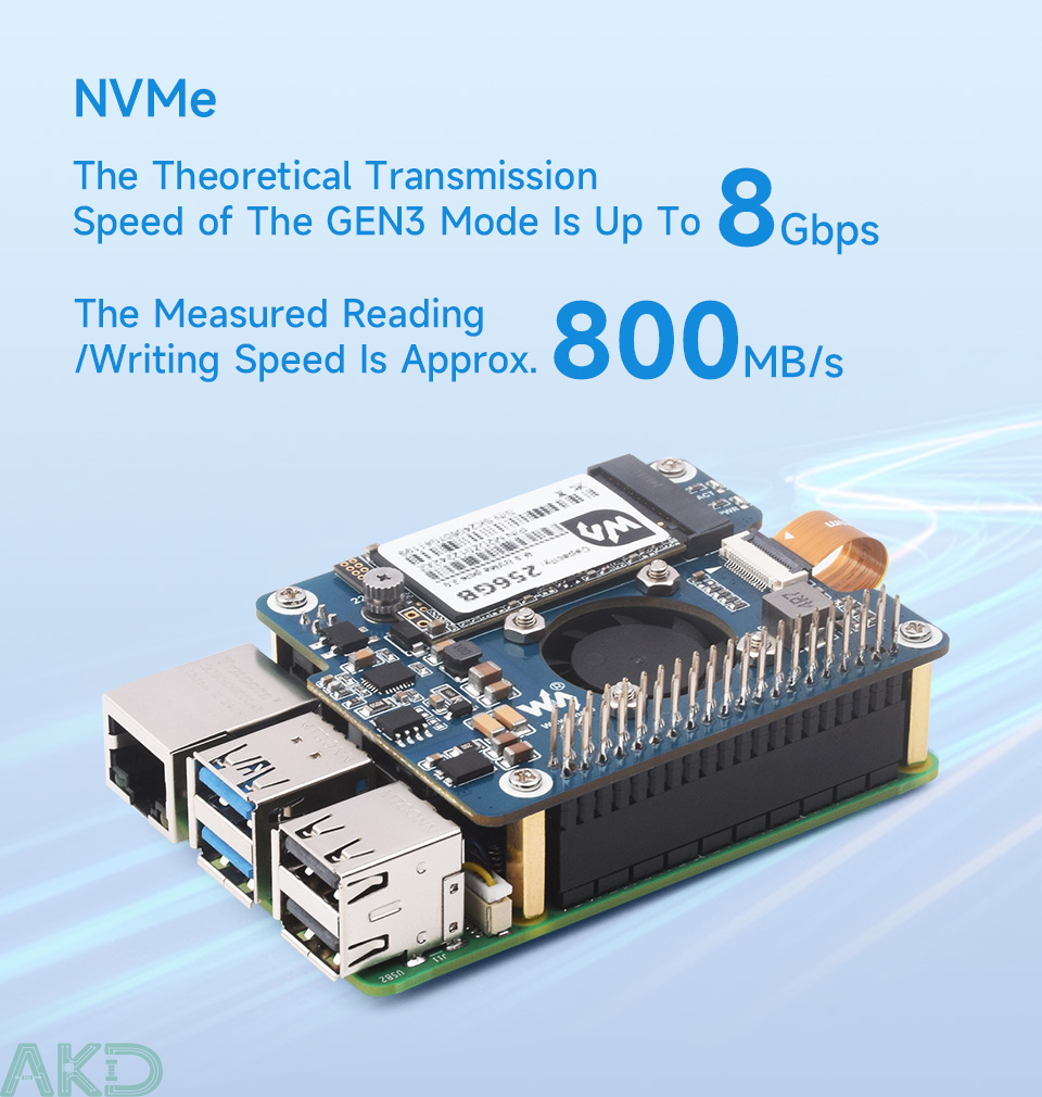 PoE M.2 HAT plus details 2 1 1 - - Mạch M.2 PCIe sang M.2 NVMe và PoE cho Raspberry Pi 5