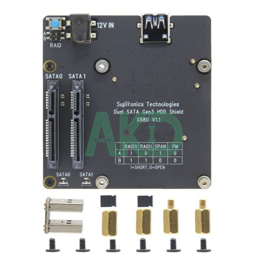 Mạch mở rộng 2 ổ SSD/HDD 2.5" và 3.5" Geekworm X880 Raspberry Pi 4