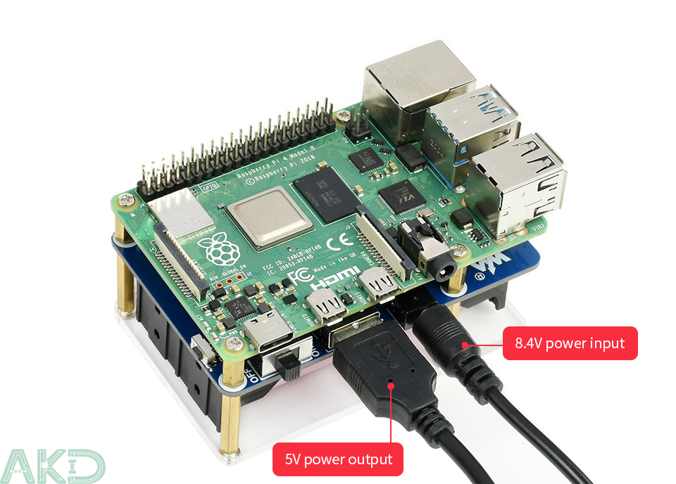 UPS HAT B details 9 1 - - UPS HAT (B) cho Raspberry Pi - Đầu ra 5V 5A - Đầu nối chân Pogo