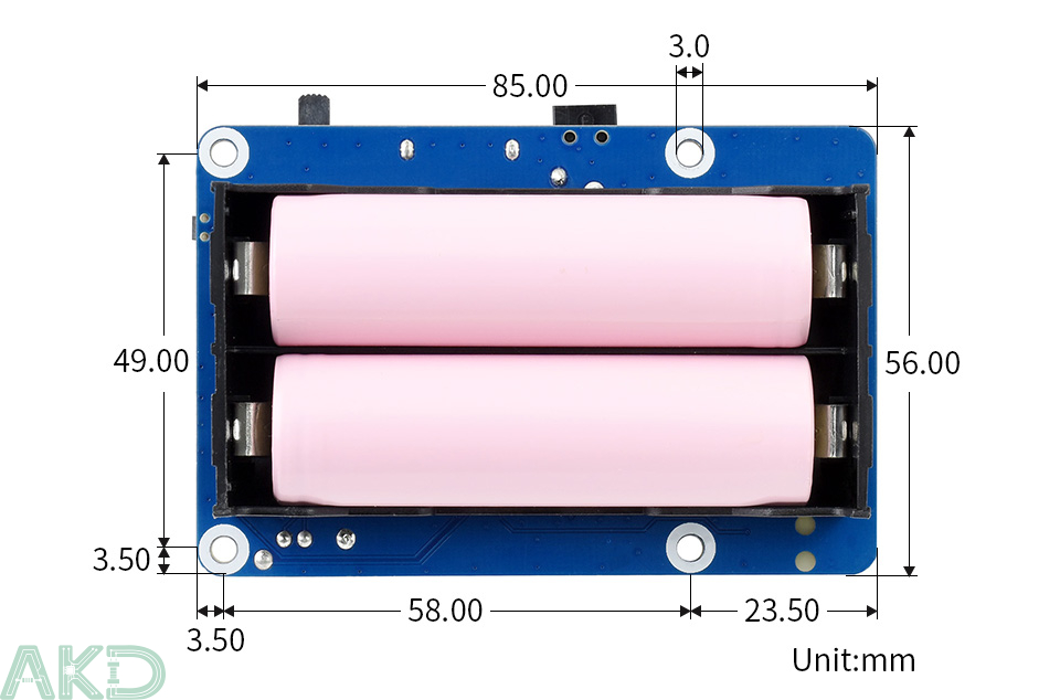 UPS HAT B details size 1 - - UPS HAT (B) cho Raspberry Pi - Đầu ra 5V 5A - Đầu nối chân Pogo