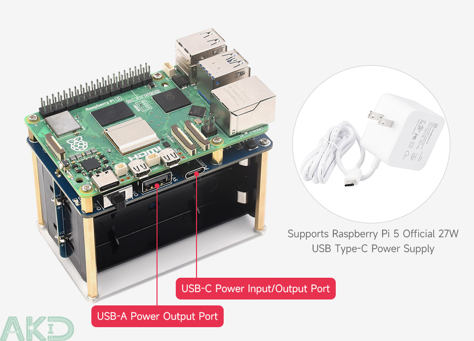 UPS HAT E details 7 1 - - UPS HAT (E) Raspberry Pi - Đầu ra 5V 6A - Kết nối Pogo, sạc nhanh 2 chiều