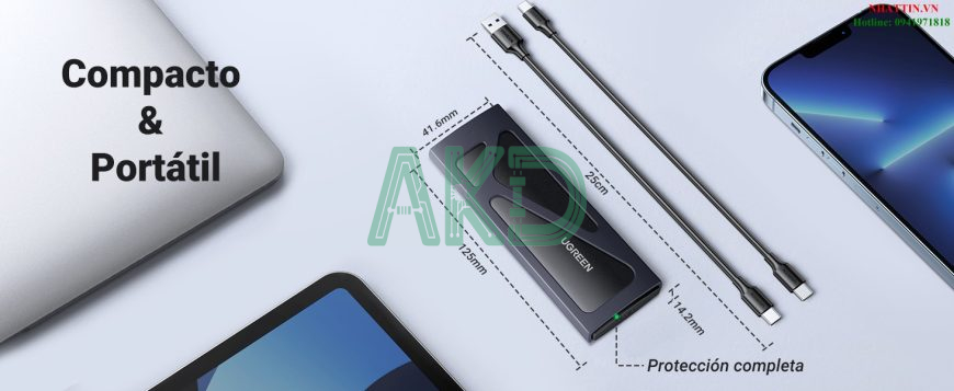 1eSq06K - - SSD Box Ugreen 15512 M.2 NVMe USB Type-C 3.2 GEN2 tốc độ 10Gbps (Max 8TB)