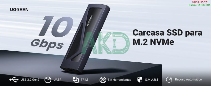 5cggQZ5 - - SSD Box Ugreen 15512 M.2 NVMe USB Type-C 3.2 GEN2 tốc độ 10Gbps (Max 8TB)