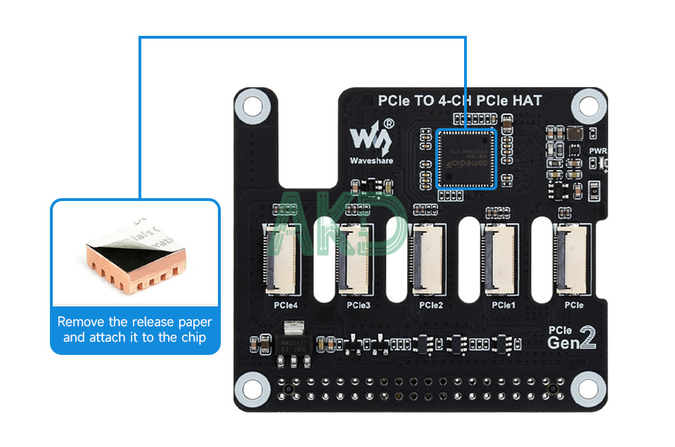 PCIe TO 4 CH PCIe HAT details 13 1 - - Mạch chuyển đổi PCIe sang 4 kênh PCIe Raspberry Pi 5