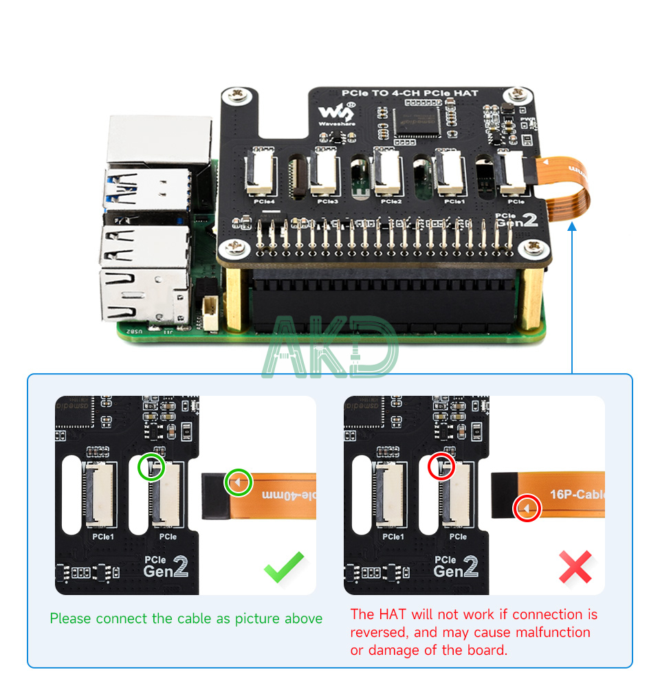 PCIe TO 4 CH PCIe HAT details 3 1 - - Mạch chuyển đổi PCIe sang 4 kênh PCIe Raspberry Pi 5
