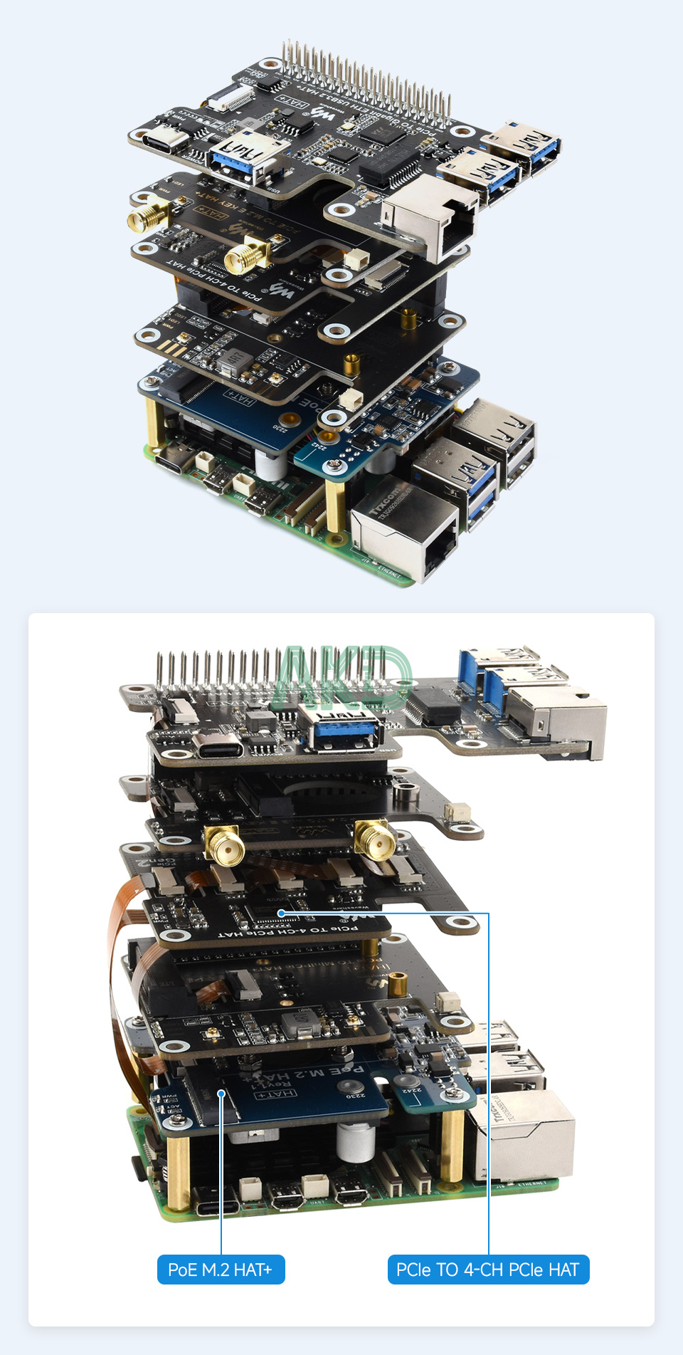 PCIe TO 4 CH PCIe HAT details 7 1 - - Mạch chuyển đổi PCIe sang 4 kênh PCIe Raspberry Pi 5