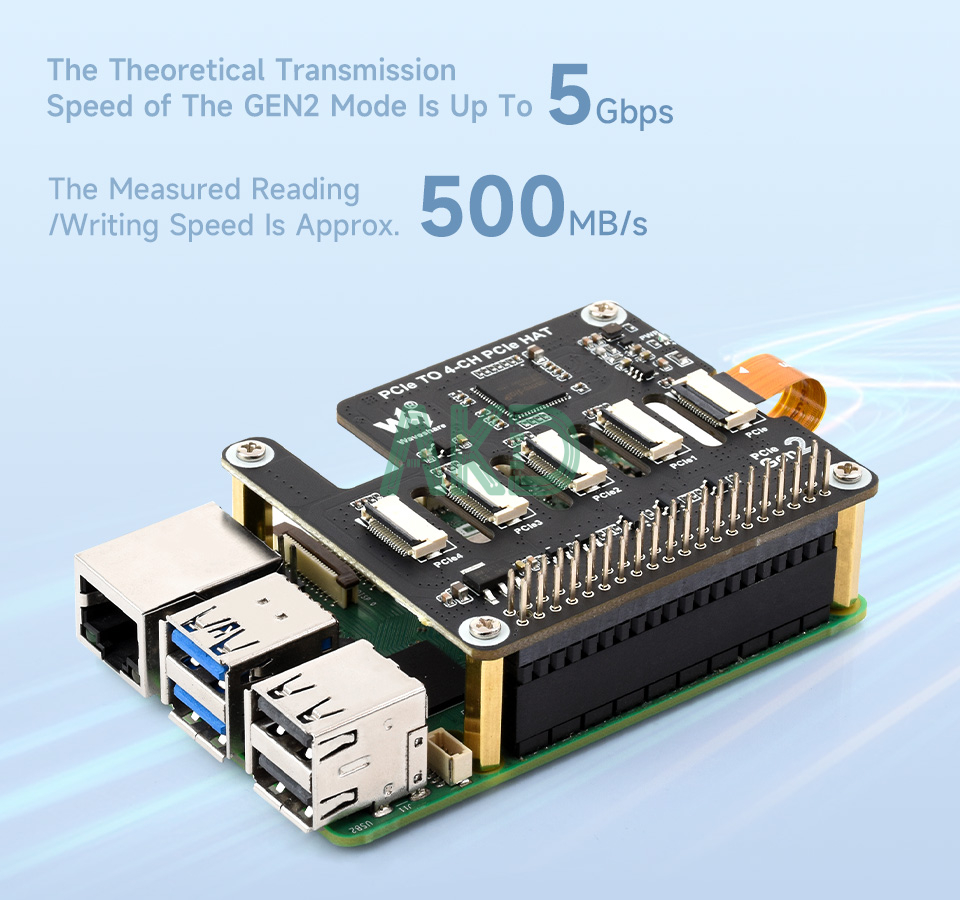 PCIe TO 4 CH PCIe HAT details 9 1 - - Mạch chuyển đổi PCIe sang 4 kênh PCIe Raspberry Pi 5