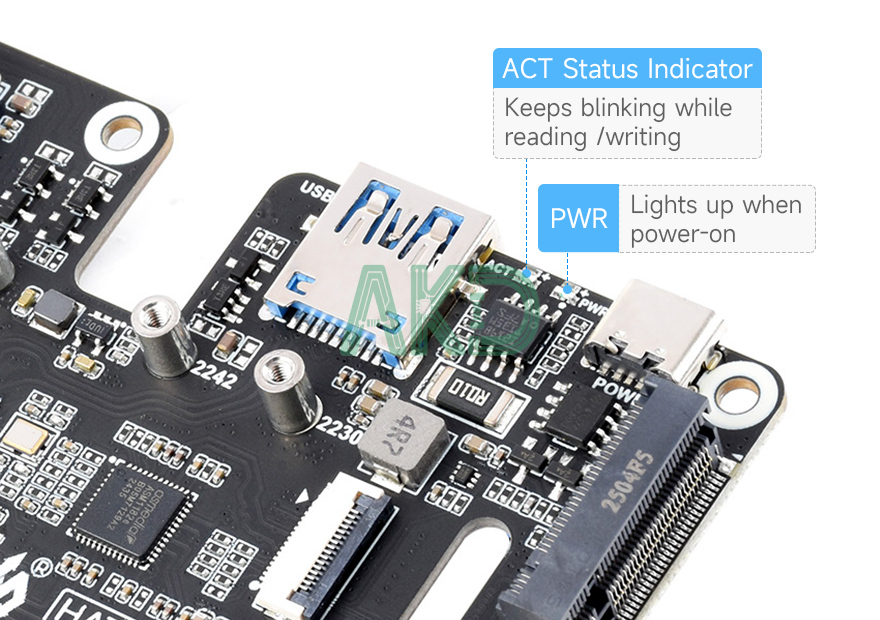 PCIe TO M.2 USB HAT Plus details 13 1 - - Mạch chuyển đổi PCIe sang 4 USB 3.2 và SSD NVMe Raspberry Pi 5