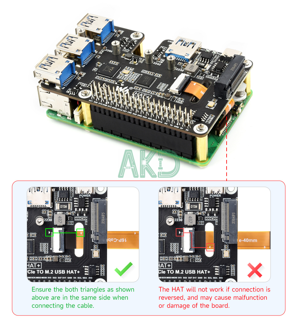 PCIe TO M.2 USB HAT Plus details 3 1 - - Mạch chuyển đổi PCIe sang 4 USB 3.2 và SSD NVMe Raspberry Pi 5