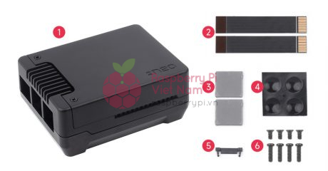PI5 CASE ARGON NEO M.2 details pack - - Vỏ nhôm Argon NEO 5 M.2 NVMe cho Raspberry Pi