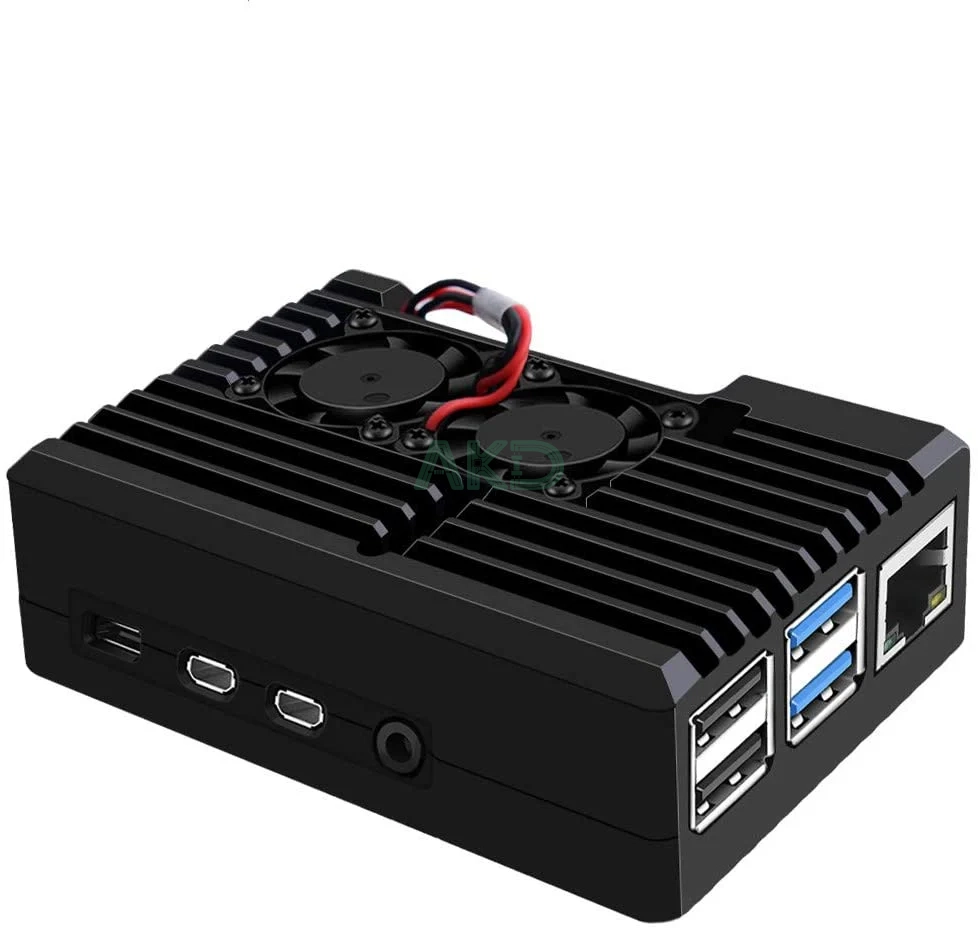 Vỏ nhôm tích hợp 2 quạt làm mát Raspberry Pi 4