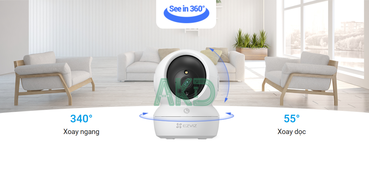 H3C CAMERA EZVIZ TRONG NHA - - Camera WiFi quay quét EZVIZ H6C Pro 3K 5MP