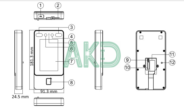 May cham cong Hikvision DS K1T342MFWX SMP 2 - - Máy chấm công nhận diện khuôn mặt, vân tay, thẻ EM HIKVISION DS-K1T342MFWX