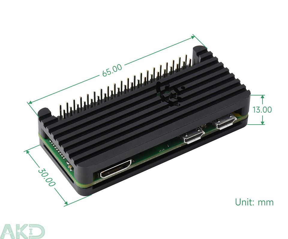PI ZERO CASE B details size - - Vỏ bảo vệ hợp kim nhôm Raspberry Pi Zero
