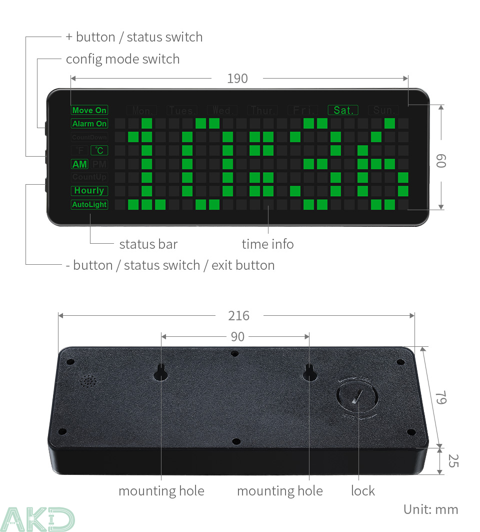 Kích cỡ Đồng hồ điện tử Raspberry Pi Pico