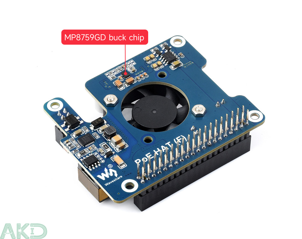 PoE HAT F details 11 - - PoE HAT (F) cho Raspberry Pi 5, công suất cao, tích hợp quạt