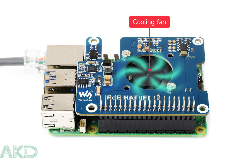 PoE HAT F details 9 - - PoE HAT (F) cho Raspberry Pi 5, công suất cao, tích hợp quạt