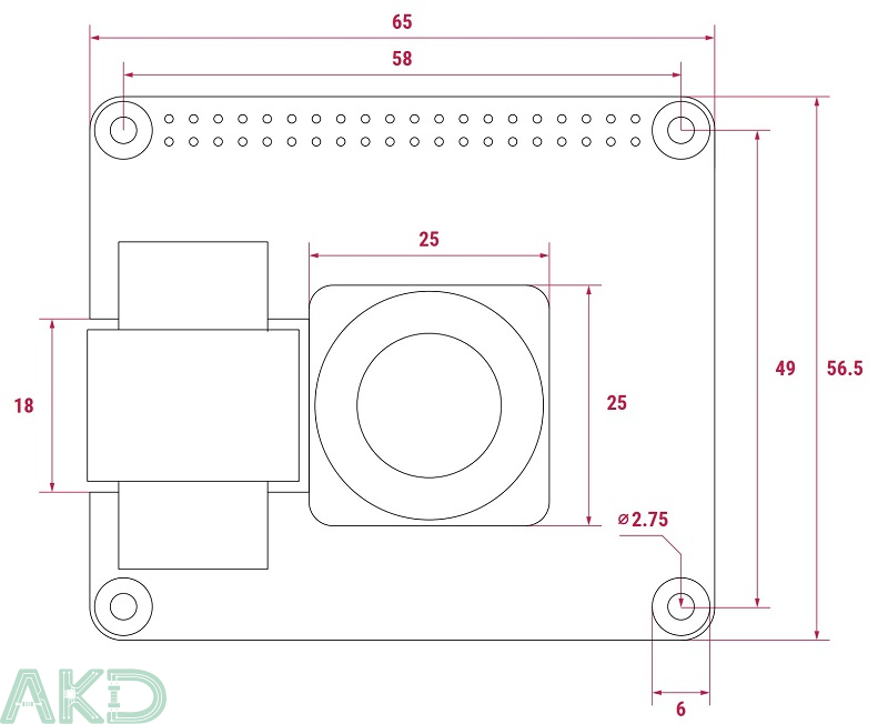 PoE Plus HAT RPi dimension - - Bo mạch cấp nguồn qua Ethernet PoE+ HAT Raspberry Pi